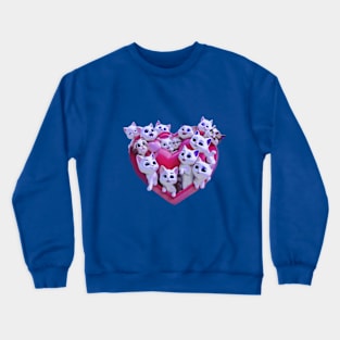 Basketful of super cute kittens laughing in a heart shaped basket Crewneck Sweatshirt